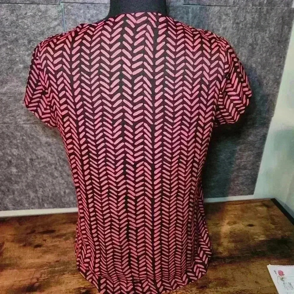 Ann Taylor Loft Blue & Pink Short Sleeve Boat Neck Blouse Womens XS - Picture 4 of 7